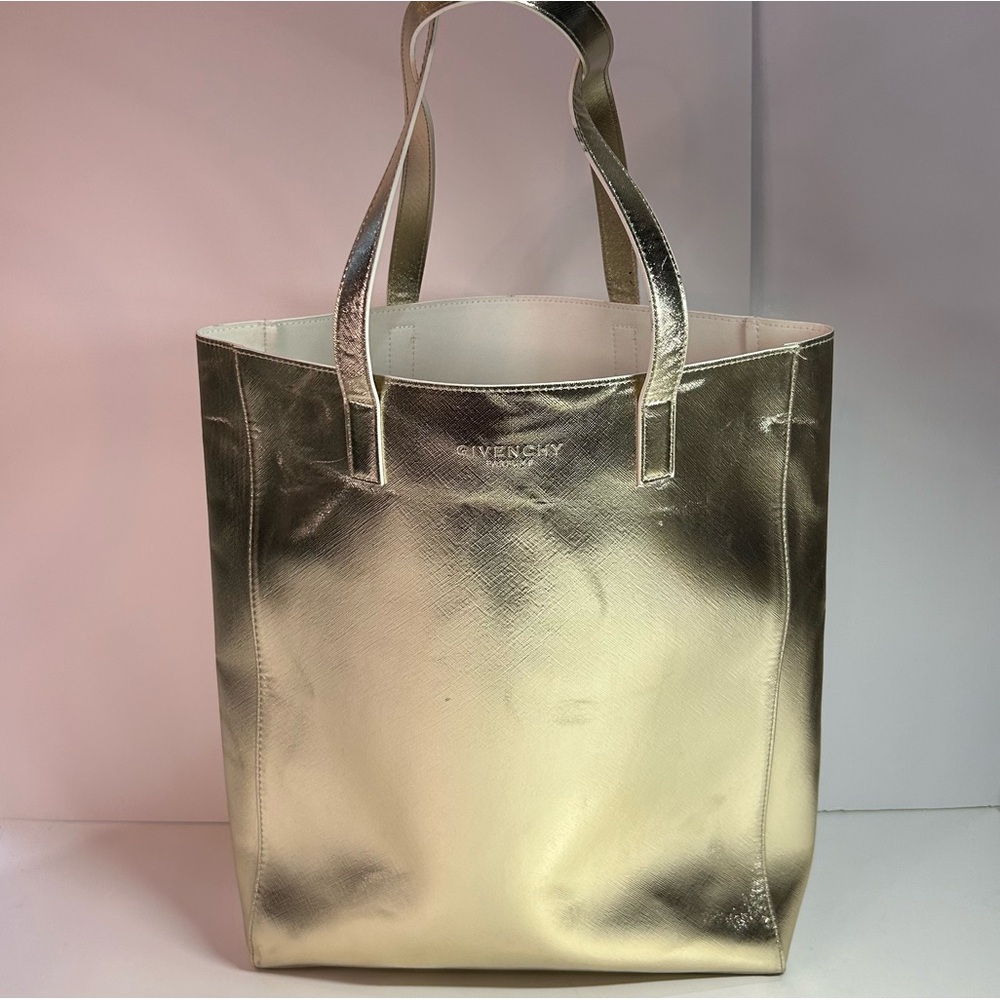 Givenchy Parfums metallic gold tote bag, shoulder bag.